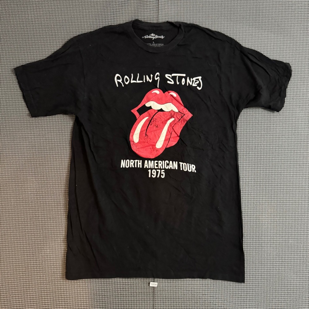 Rolling Stones North American Tour 1975 Graphic T-Shirt Black Large RN102050